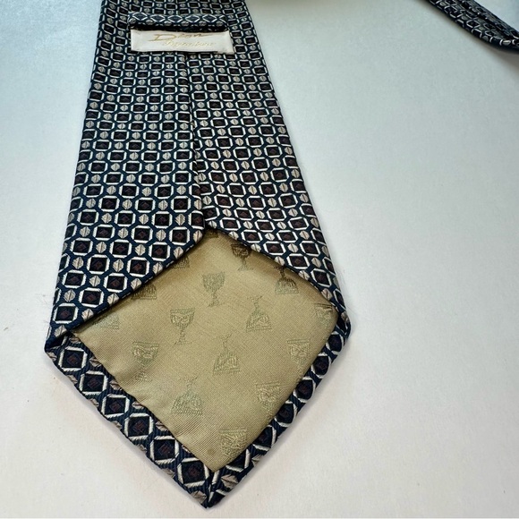 Dion Signature Geometric Heavy Silk Handcrafted Classic Black & White Tie - Picture 4 of 6